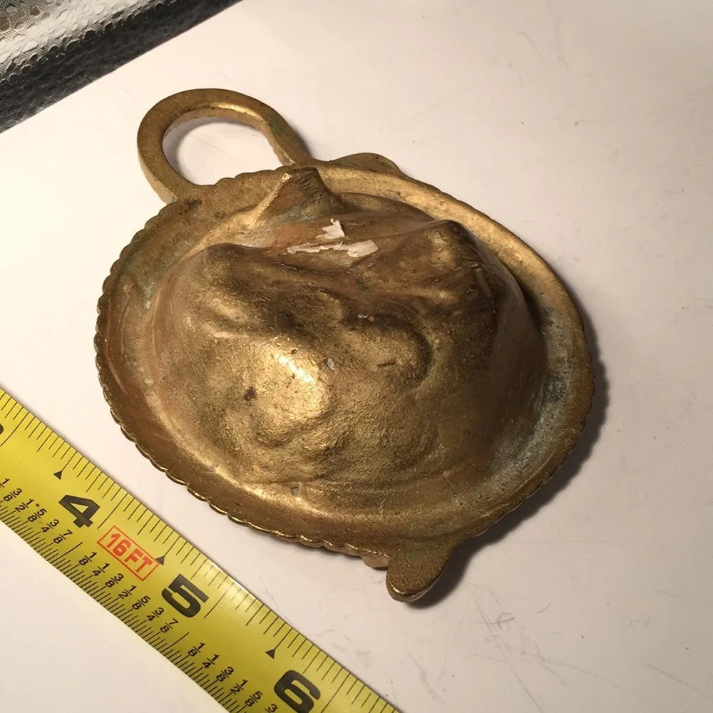 Rare! Antique Chinoiserie gilded bronze trinket holder or scoop